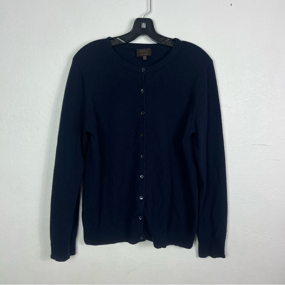 Navy blue cashmere button front cardigan women’s 12